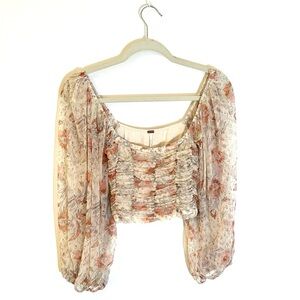 Free People Floral Mesh Crop